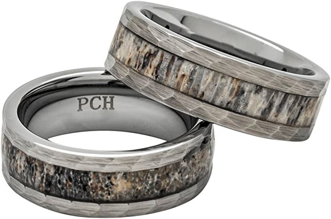 Whiskey Barrel / Deer Antler Wedding Bands