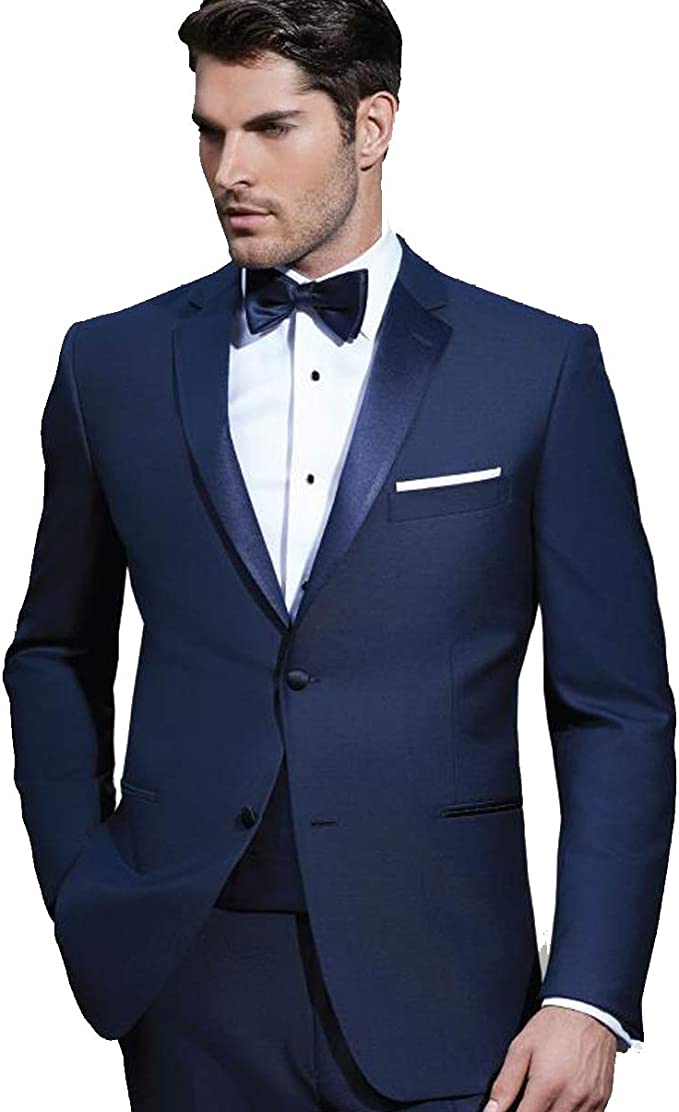  IKE Behar Navy Two Button Notch Lapel Tuxedo