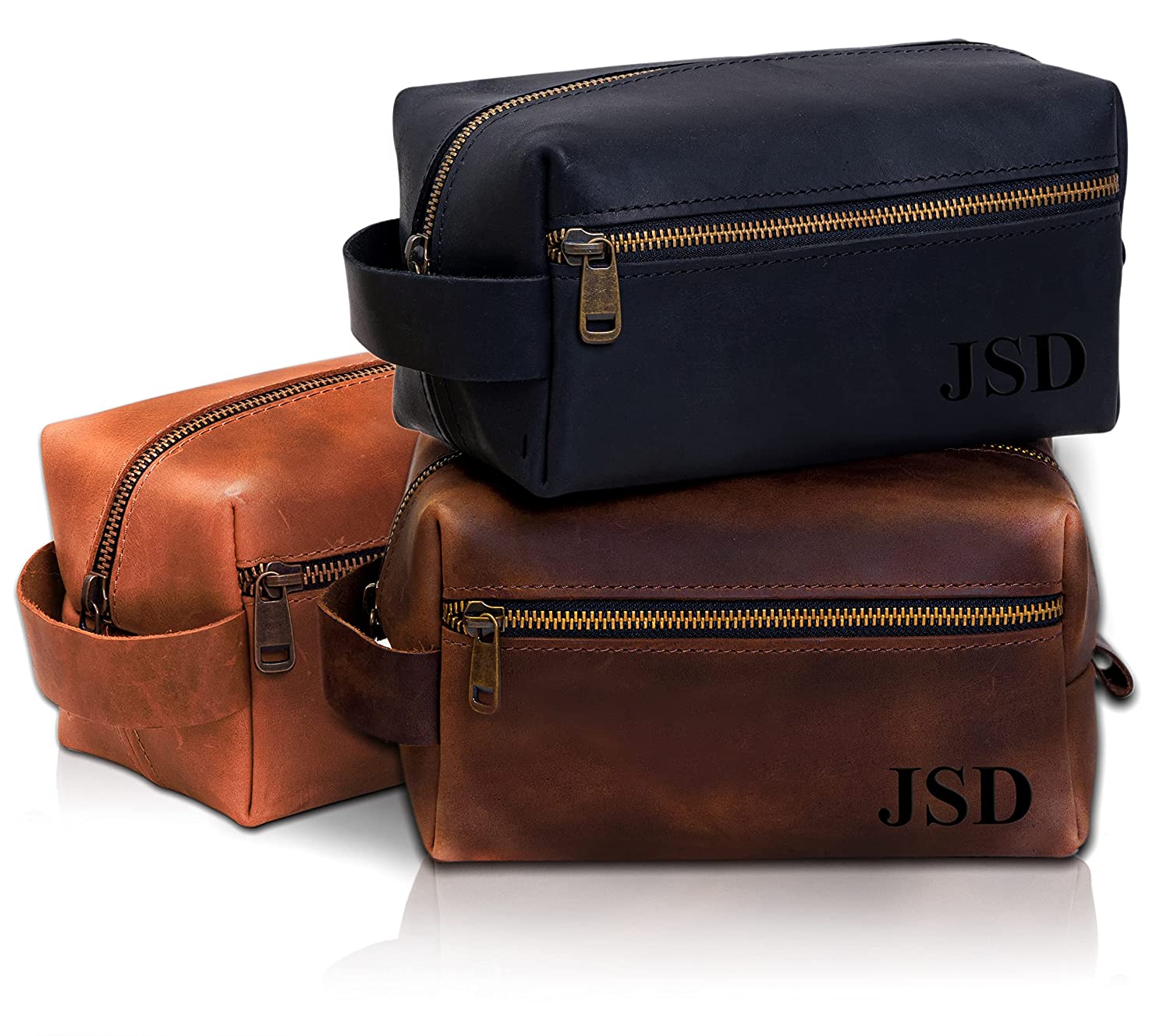 Personalized Leather Toiletry Bag For Men – Made in USA