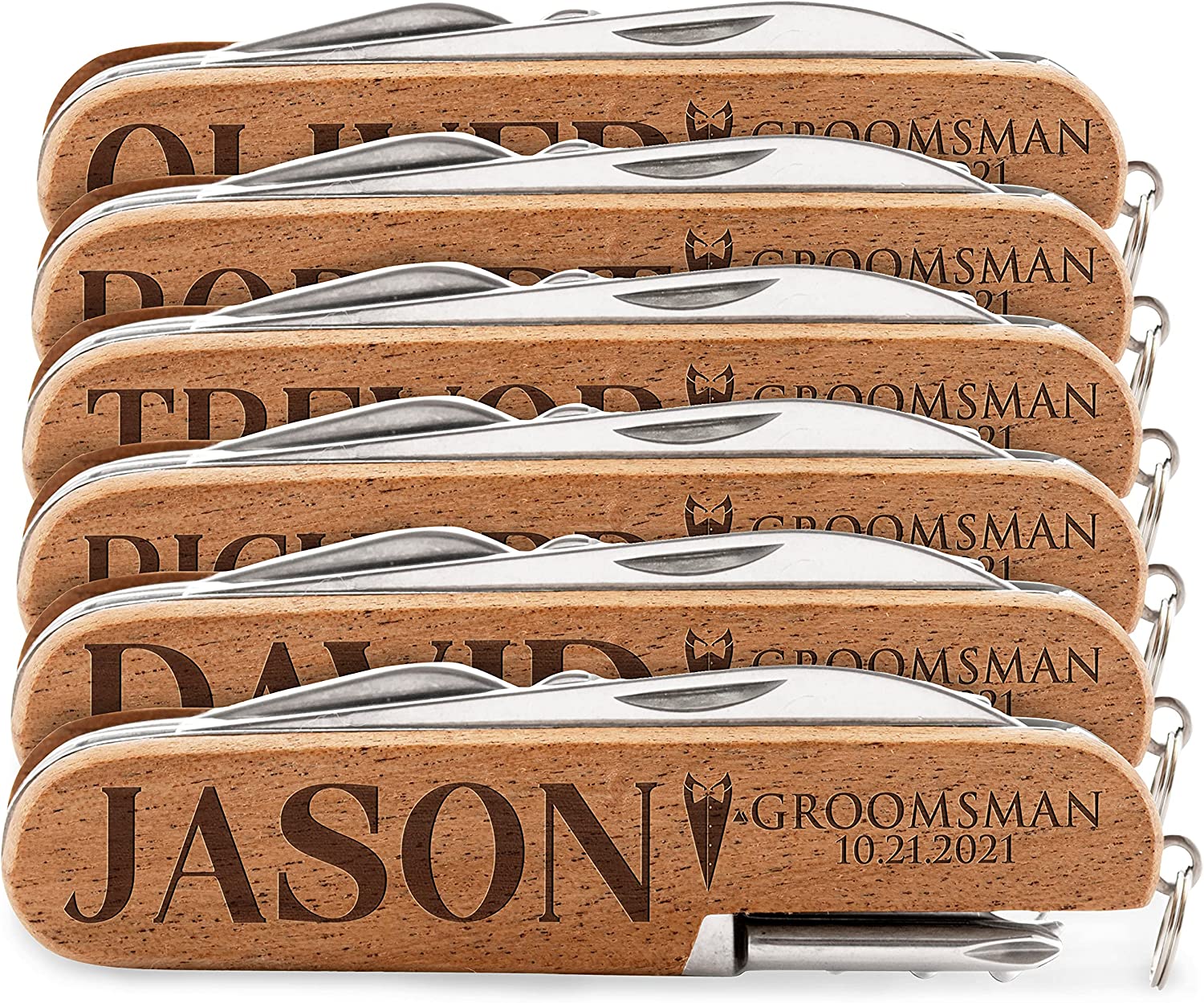 Personalized Pocket Knife for Groomsmen - 8-Function Multi-Tool