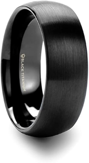 Mens Black Titanium Domed Wedding Ring