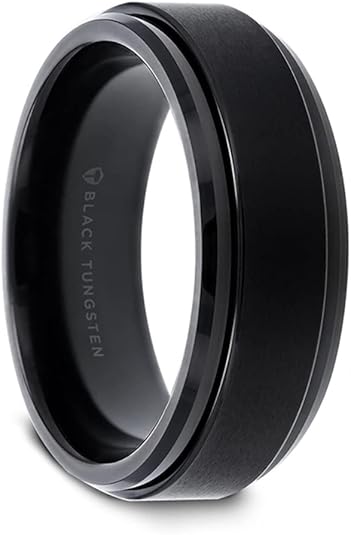Roy Rose Jewelry Mens Tungsten Black Spinner Ring