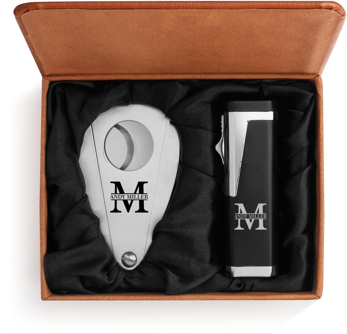 Rolyad Engraved Stainless Steel Cigar Cutter & Lighter