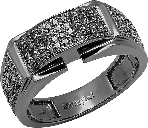 Dazzlingrock 0.60 cttw Round Black Diamond Wedding Band