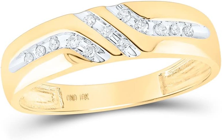 Jewels By Lux 10K Yellow Gold Men's Round Diamond Wedding Band Ring