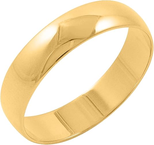 5mm Solid 10K White or 10K Yellow Gold Classic Traditional Plain High Polished Wedding Band for Men
