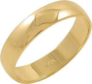 Classic 5mm 14K White or 14K Yellow Gold Traditional Plain High Polished Wedding Band For Men