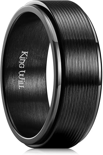 King Will Black Silver Gold Mens Spinner Anxiety Fidget Ring 8mm