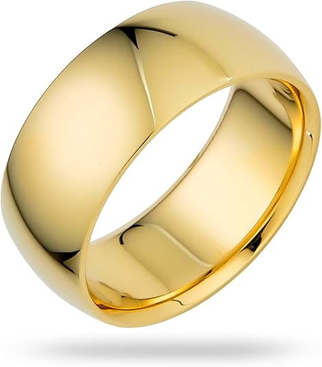 8mm Solid Gold Wedding Bands for Men 10k or 14k Gold Rings Comfort Fit