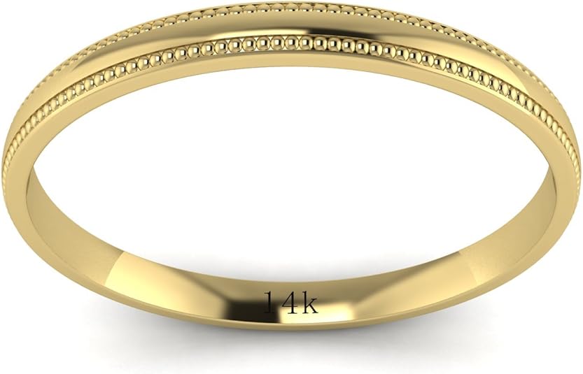 LANDA JEWEL Solid 14k White Rose Yellow Gold 2mm Light Court Shape Comfort Fit