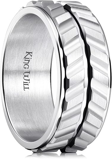King Will Black Silver Gold Mens Spinner Anxiety Fidget Ring 8mm Stainless Steel