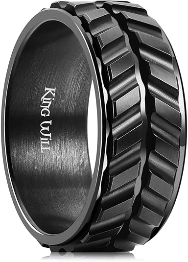King Will Black Silver Gold Mens Spinner Anxiety Fidget Ring 8mm