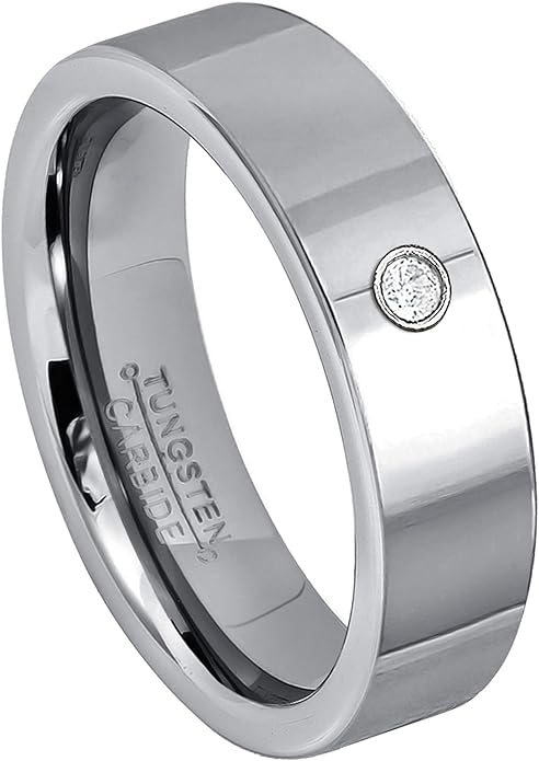 71dCHhQKdzL_AC_SY695_ - The Doomed Groom Jewelry Avalanche 0.07ct Diamond Tungsten Ring - 6MM Polished Pipe Cut Comfort Fit Tungsten Carbide Wedding Band