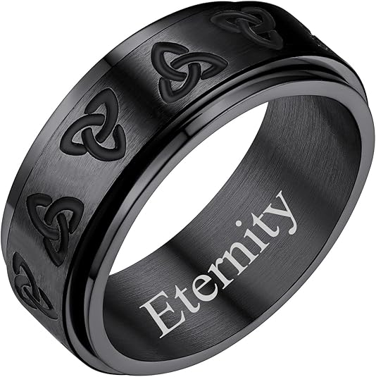 FindChic Stainless Steel Spinner Band Rings for Men Triple Moon