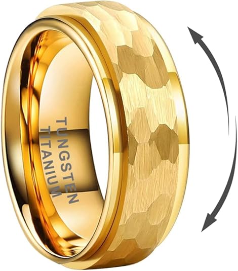 8mm Silver/Black/Gold Spinner Tungsten Titanium Fidget Rings for Men